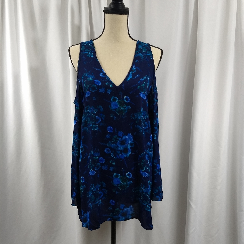 Philosophy Floral Long Sleeve Cold Shoulder Top